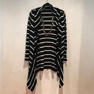 B&W Striped Maxi Cardigan